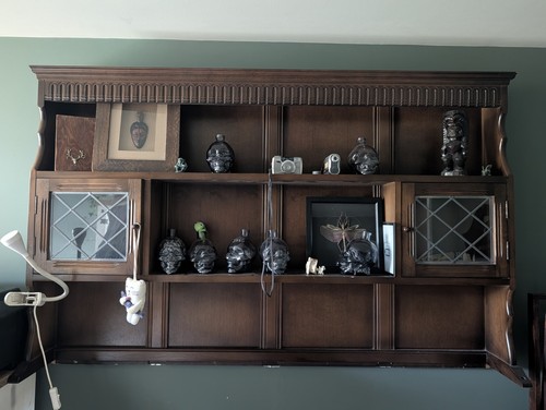 Vintage oak dresser top leaded - oak,